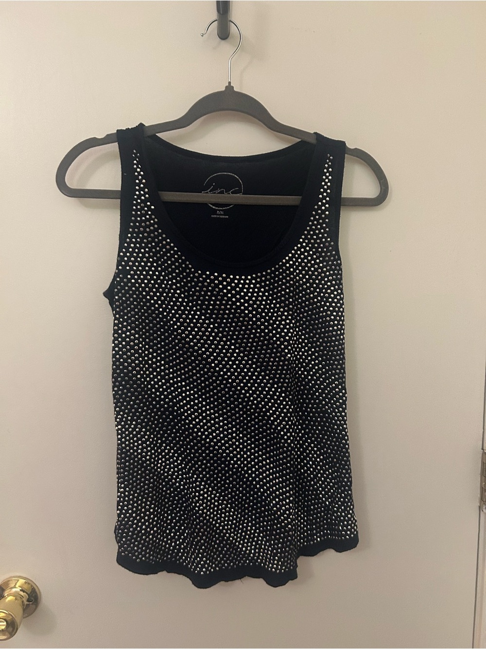 INC International Concepts Black Studded Tank Top
